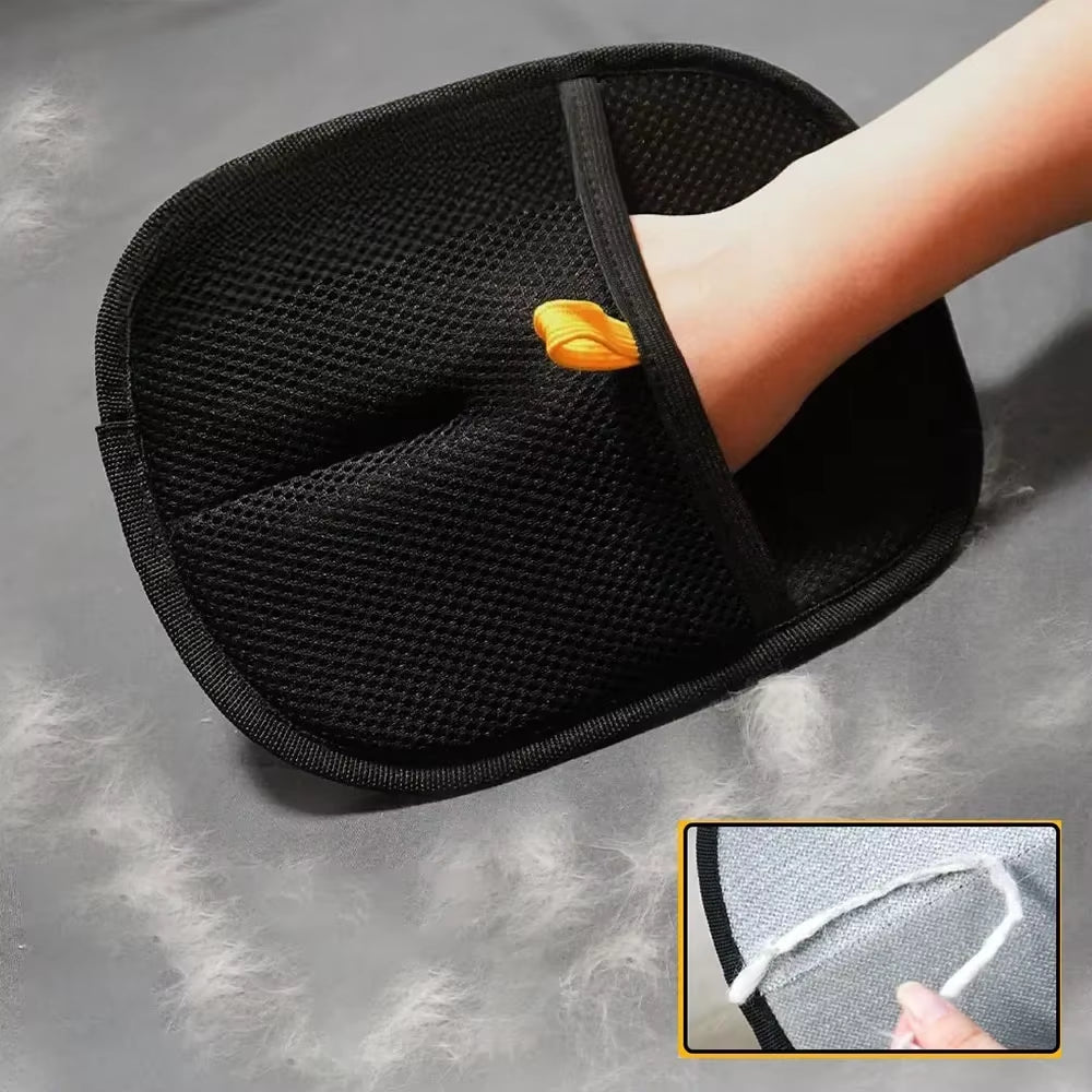 Professional Pet Grooming Gloves with Static Dusting Brush - Effective Dog and Cat Hair Remover for Furniture, Carpets, and Clothing - Versatile Multi-Surface Deshedding Solution