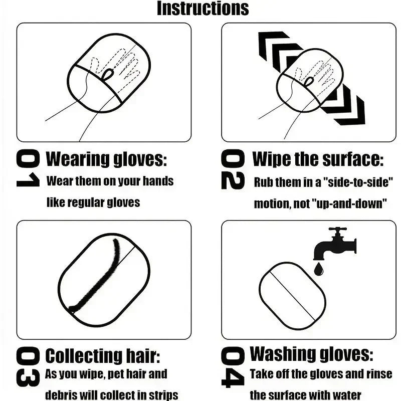 Pet Grooming Gloves with Static Dusting Brush - Dog Cat Hair Remover for Sofa Carpet & Clothes - Multi-Surface Deshedding Gloves